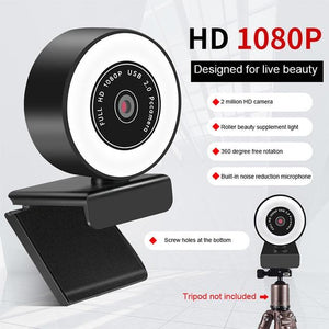 HD 1080P Webcam Computer PC Web Camera With Microphone For Live Broadcast Video Calling Conference Workcamara Fill Light Web Cam