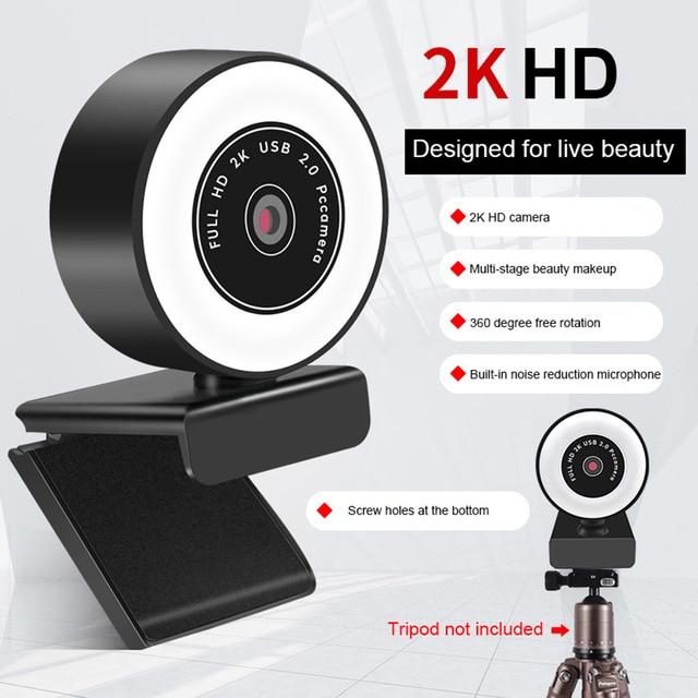 HD 1080P Webcam Computer PC Web Camera With Microphone For Live Broadcast Video Calling Conference Workcamara Fill Light Web Cam