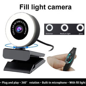 HD 1080P Webcam Computer PC Web Camera With Microphone For Live Broadcast Video Calling Conference Workcamara Fill Light Web Cam